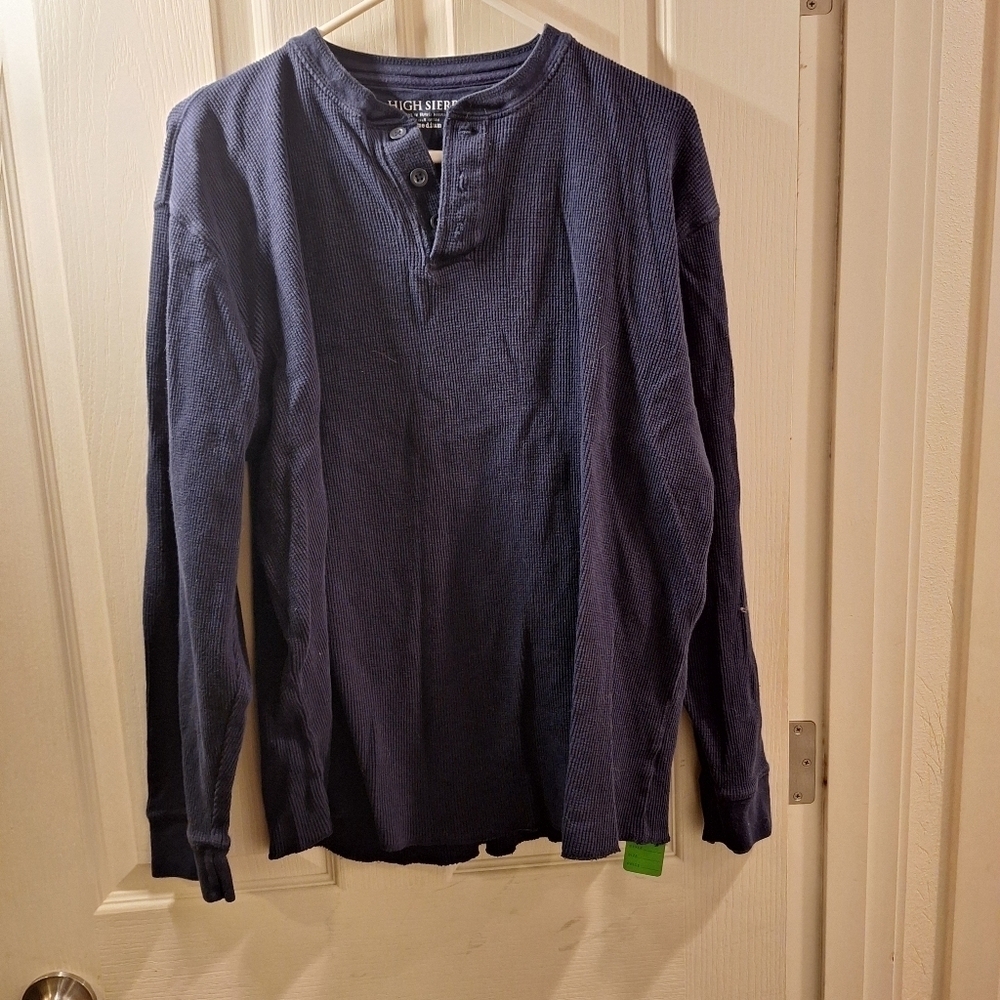 High Sierra Navy Blue Flannel Henley Long Sleeve Shirt